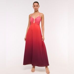 Abercrombie & Fitch Pink to Burgundy Ombre Maxi Dress